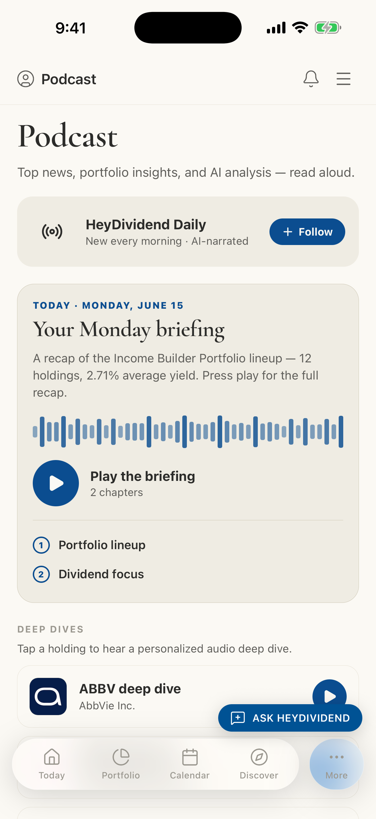 Audio briefing